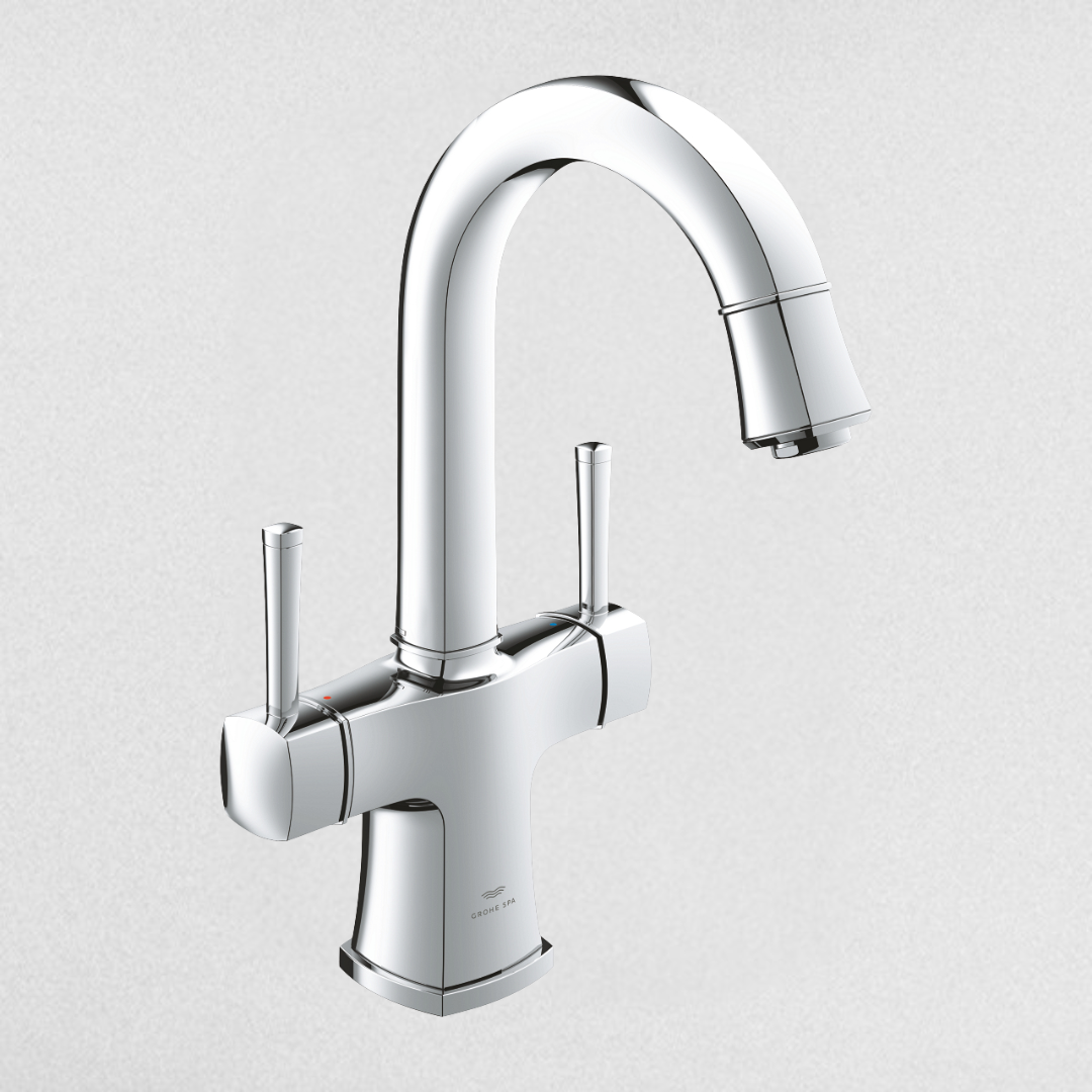 خلاط حوض حمام متوسط الطول جرانديرا 20666000 بذراع واحد اللون للتحكم في المياه اللون كروم من جروهي