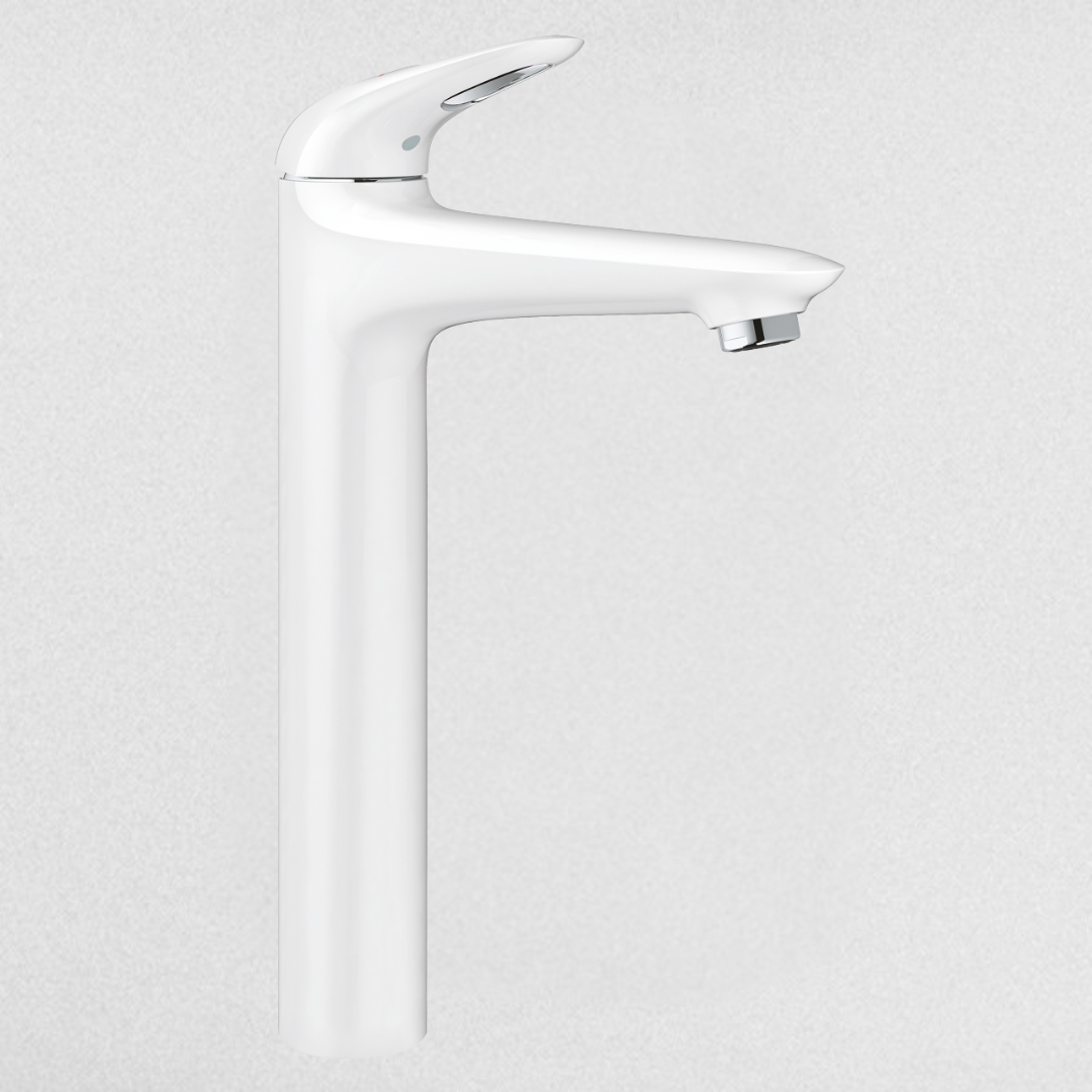 خلاط حوض حمام عالي يوروستايل 23570LS3 بذراع واحد اللون للتحكم في المياه ابيض من جروهي