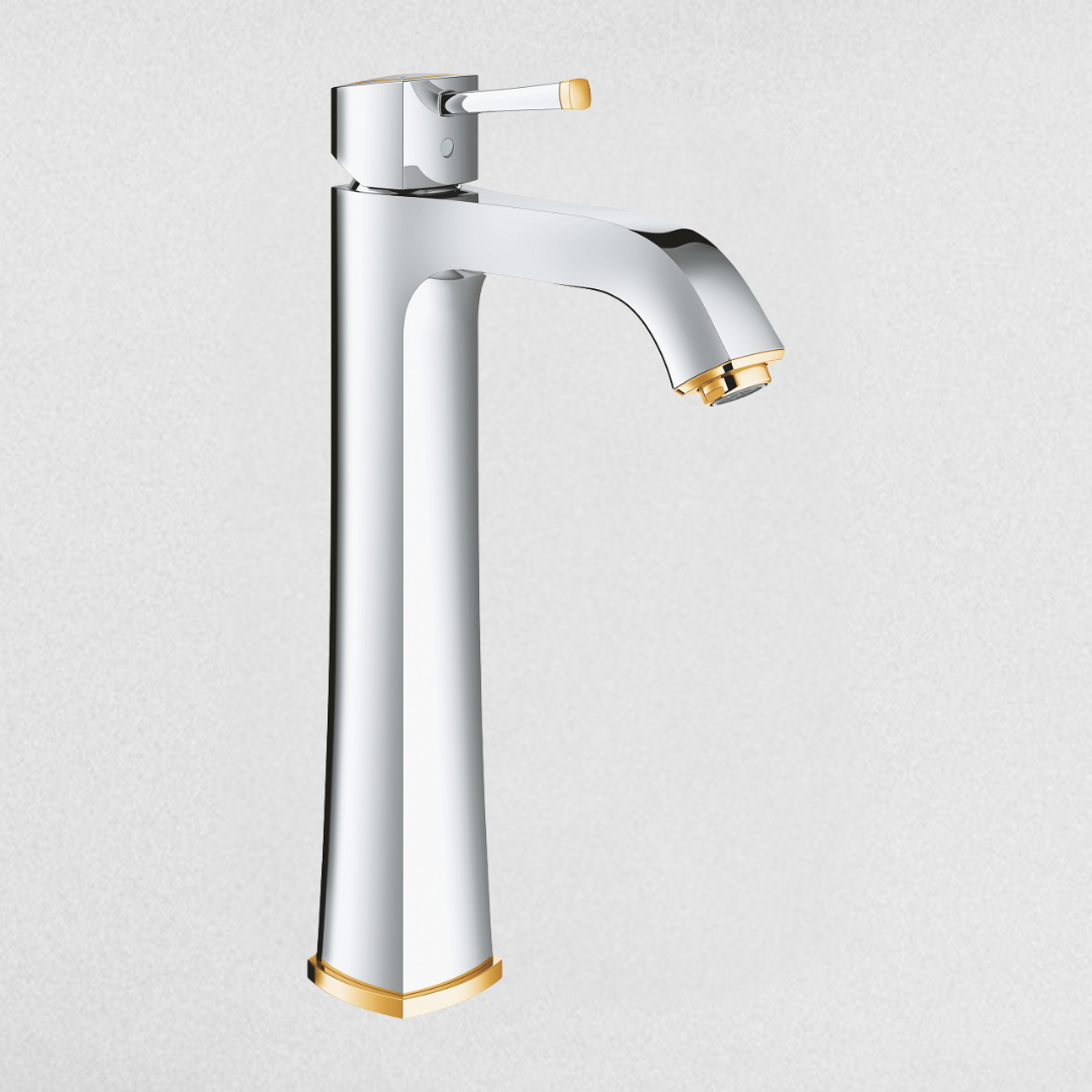 خلاط حوض حمام عالي جرانديرا 24371IG0 بذراع واحد اللون للتحكم في المياه اللون كروم*ذهبي من جروهي