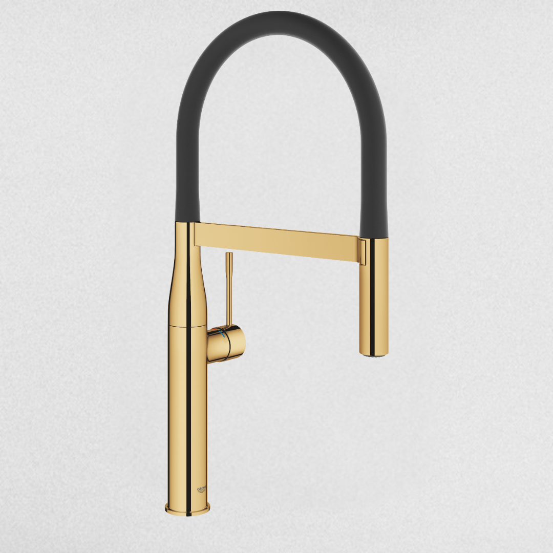 خلاط شيف مطبخ أيسانس 30294GL0 بذراع واحد للتحكم في المياه اللون ذهبي لامع من جروهي