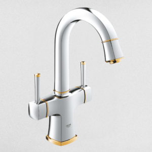 خلاط حوض حمام متوسط الطول جرانديرا 21107IG0 بذراع واحد للتحكم في المياه اللون كروم*ذهبي من جروهي