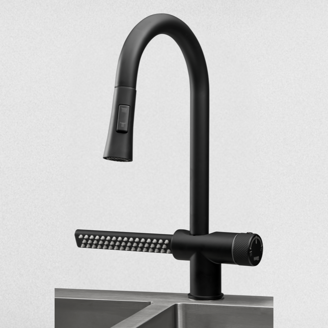 خلاط حوض مطبخ شلال جانبي شداد  MO-1 لون اسود من هانز