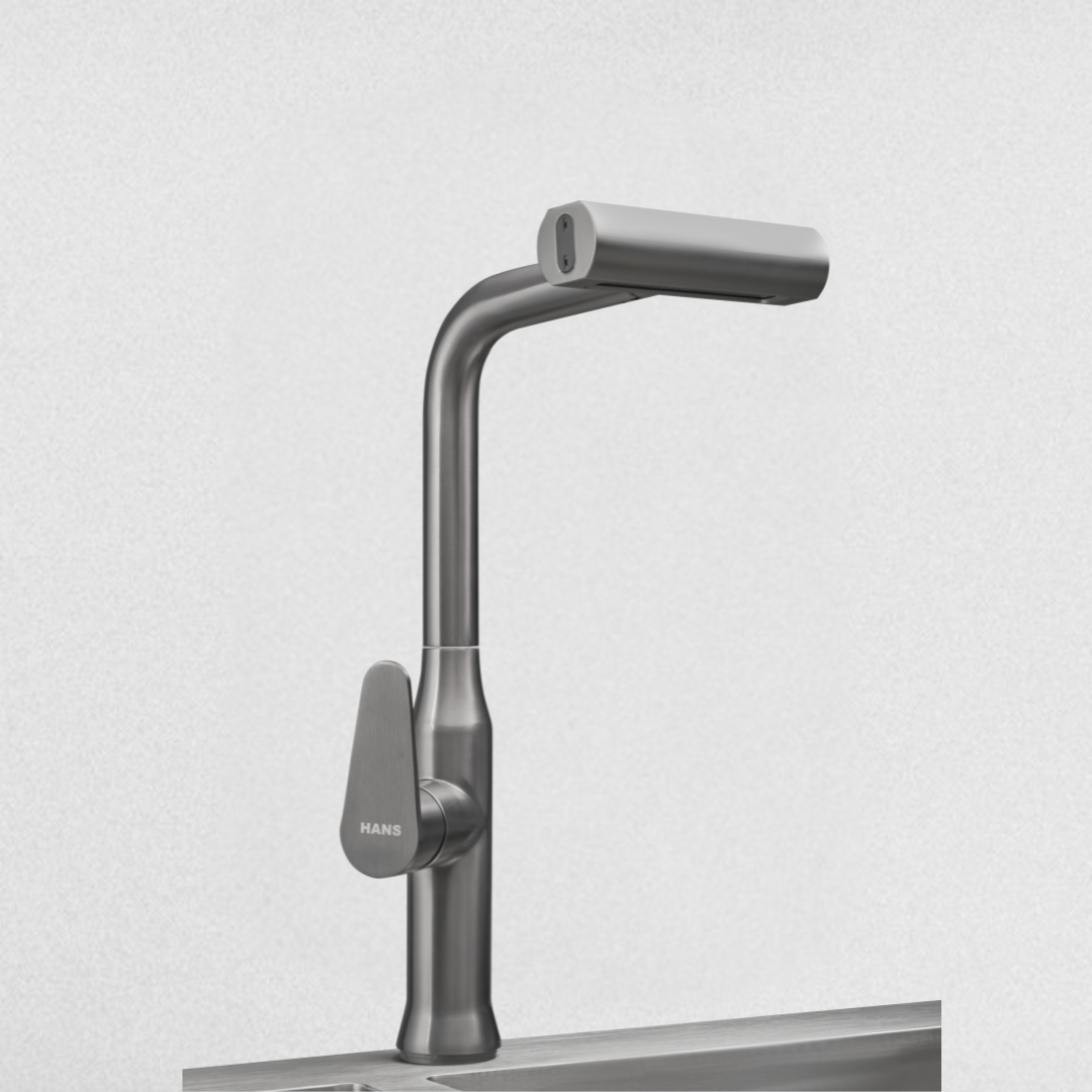 خلاط حوض مطبخ شيف شلال علوي وشداد YF-1 لون جراي مط من هانز